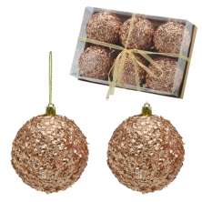 Kit com 6 Bolas Natalinas Espressione Bronze II 8,5 cm