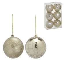 Kit com 6 Bolas Natalinas Espressione Champanhe 8 cm