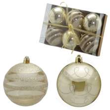 Kit com 6 Bolas Natalinas Espressione Champanhe 8,5 cm