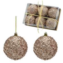 Kit com 6 Bolas Natalinas Espressione Champanhe II 8,5 cm