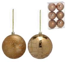 Kit com 6 Bolas Natalinas Espressione Dourado 8 cm