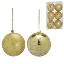 Kit com 6 Bolas Natalinas Espressione Dourado II 8 cm