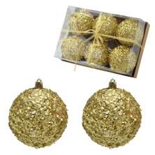 Kit com 6 Bolas Natalinas Espressione Dourado II 8,5 cm