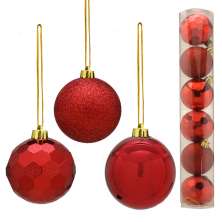 Kit com 6 Bolas Natalinas Espressione Vermelho 7 cm