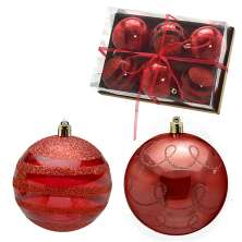 Kit com 6 Bolas Natalinas Espressione Vermelho 8,5 cm