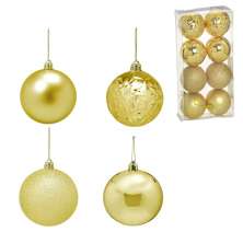 Kit com 8 Bolas Natalinas Espressione Dourado 7 cm