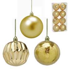 Kit com 8 Bolas Natalinas Espressione Dourado 8 cm