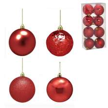 Kit com 8 Bolas Natalinas Espressione Vermelho 7 cm