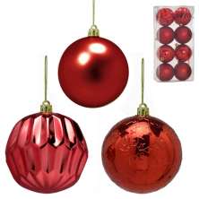 Kit com 8 Bolas Natalinas Espressione Vermelho 8 cm