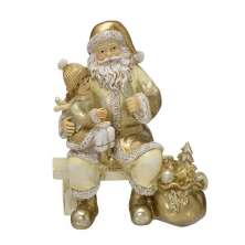 Papai Noel Decorativo III Dourado e Branco