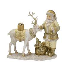 Papai Noel Decorativo IV Dourado e Branco