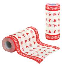 Rolo de Papel Toalha Natalino Espressione Carimbos Branco e Vermelho