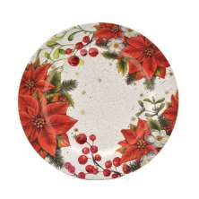Sousplat Natalino Espressione Flores Branco e Vermelho
