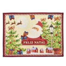 Tapete Natalino Espressione Feliz Natal Vermelho e Bege 69 cm