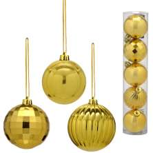 kit com 5 Bolas Natalinas Espressione Dourado 7 cm