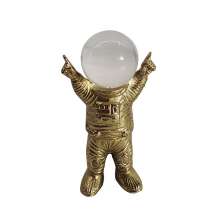 Escultura Decorativa Astronauta Dourada e Transparente