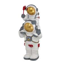 Escultura Decorativa Astronauta I Branco e Cinza