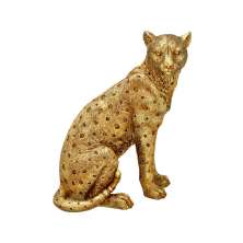 Escultura Decorativa Leopardo Dourada