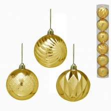 Jogo com 6 Bolas de Natal Dourado
