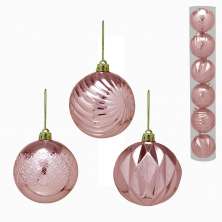 Jogo com 6 Bolas de Natal Rosê