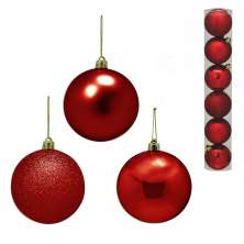 Jogo com 6 Bolas de Natal Vermelho