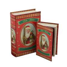 Kit com 2 Caixas Livro Natal Vermelho e Verde