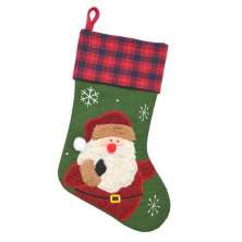 Meia Natalina Papai Noel III Verde e Vermelha