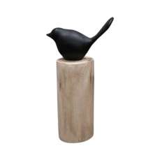 Pássaro Decorativo Espressione Preto e Madeira
