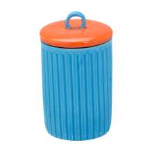 Potiche Decorativo Espressione Azul com Tampa Laranja