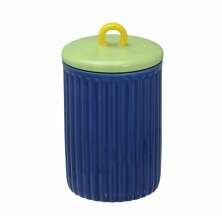 Potiche Decorativo Espressione Azul com Tampa Verde