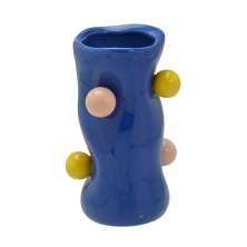 Vaso Decorativo Espressione Bolinhas Azul 23 cm