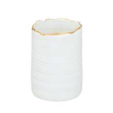 Vaso Decorativo Espressione Branco e Dourado 15 cm
