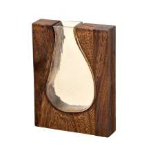 Vaso Decorativo Espressione Gota Transparante e Madeira 24 cm