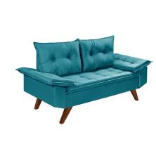 Sofa 2 Lugares Bariloche Retro Azul Turquesa Essencial Estofados