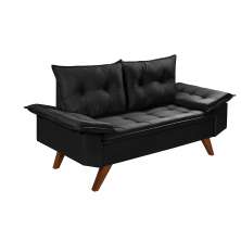 Sofa 2 Lugares Bariloche Retro Preto Essencial Estofados