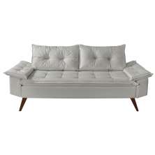 Sofa 3 Lugares Bariloche Retro Courino Gelo Couro Sintetico Essencial Estofados