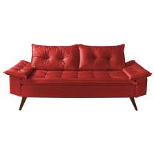 Sofa 3 Lugares Bariloche Retro Courino Vermelho Couro Sintetico Essencial Estofados