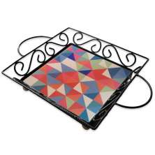 Fruteira Mesa Bandeja Ferro Azulejo Quadrada G7