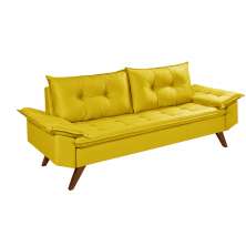 Sofa 3 Lugares Bariloche Retro Essencial Estofados Cor Amarelo