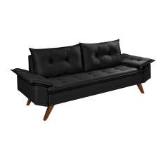 Sofa 3 Lugares Bariloche Retro Essencial Estofados Cor Preto