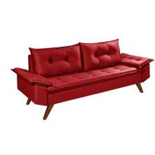 Sofa 3 Lugares Bariloche Retro Essencial Estofados Vermelho