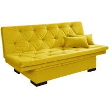 Sofa Cama Bau Reclinavel 3 Posições Suede Amarelo