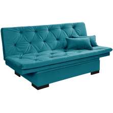 Sofa Cama Bau Reclinavel 3 Posições Suede Azul Turquesa
