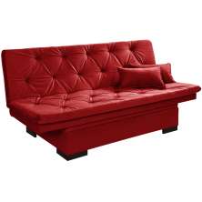 Sofa Cama Bau Reclinavel 3 Posições Suede Vermelho