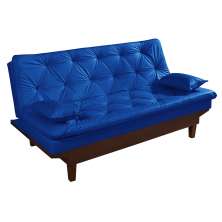 Sofa Cama Caribe Reclinavel 3 Posições Courino Azul Marinho Essencial Estofados