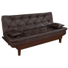 Sofa Cama Caribe Reclinavel 3 Posições Courino Cappuccino Essencial Estofados
