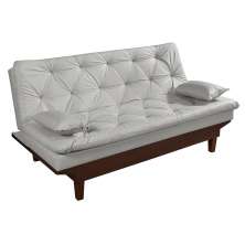 Sofa Cama Caribe Reclinavel 3 Posições Courino Gelo Essencial Estofados