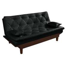 Sofa Cama Caribe Reclinavel 3 Posições Courino Preto Essencial Estofados