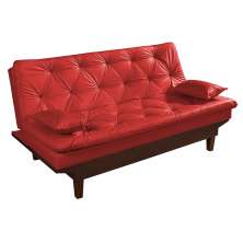 Sofa Cama Caribe Reclinavel 3 Posições Courino Vermelho Essencial Estofados