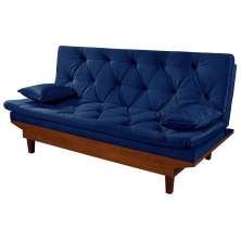 Sofa Cama Caribe Reclinavel 3 Posições Suede Azul Marinho Essencial Estofados